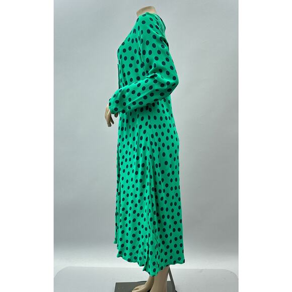 NWT Ghost London Jamie Long Sleeve Midi Dress Green Spot Print Women's Size XL - Picture 6 of 11